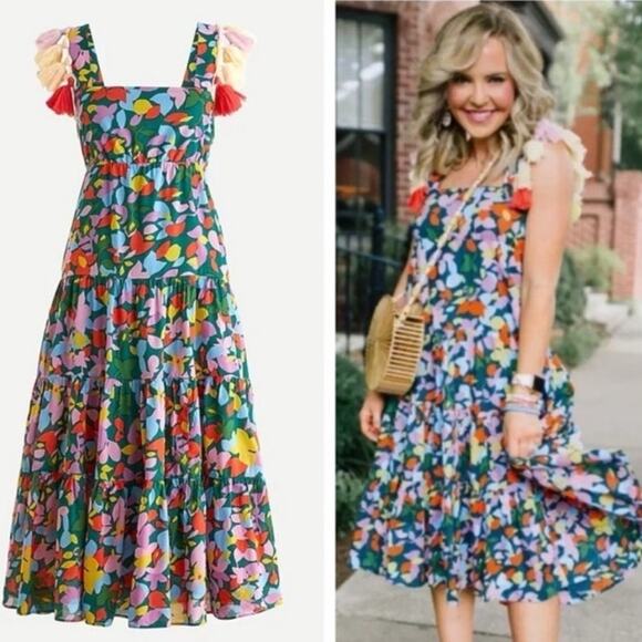 J.CREW Dresses & Skirts - NWOT J. Crew‎ Tassel Dress Confetti Floral Midi Dress Size XXS